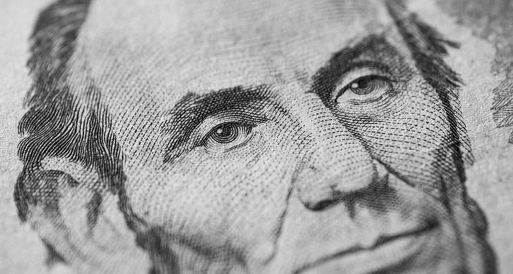 Dollar note Lincoln closeup