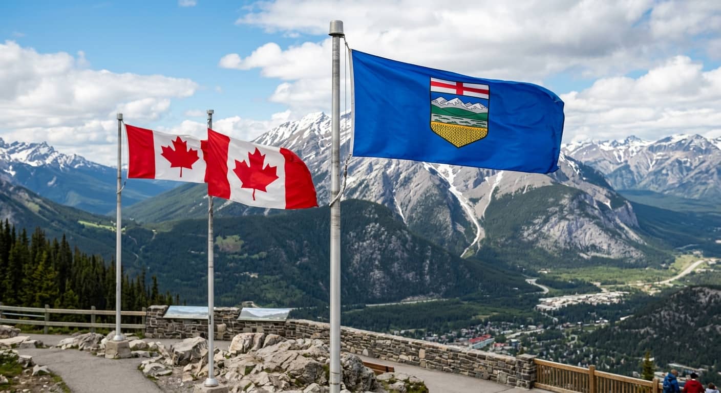 Alberta and Canadian flags