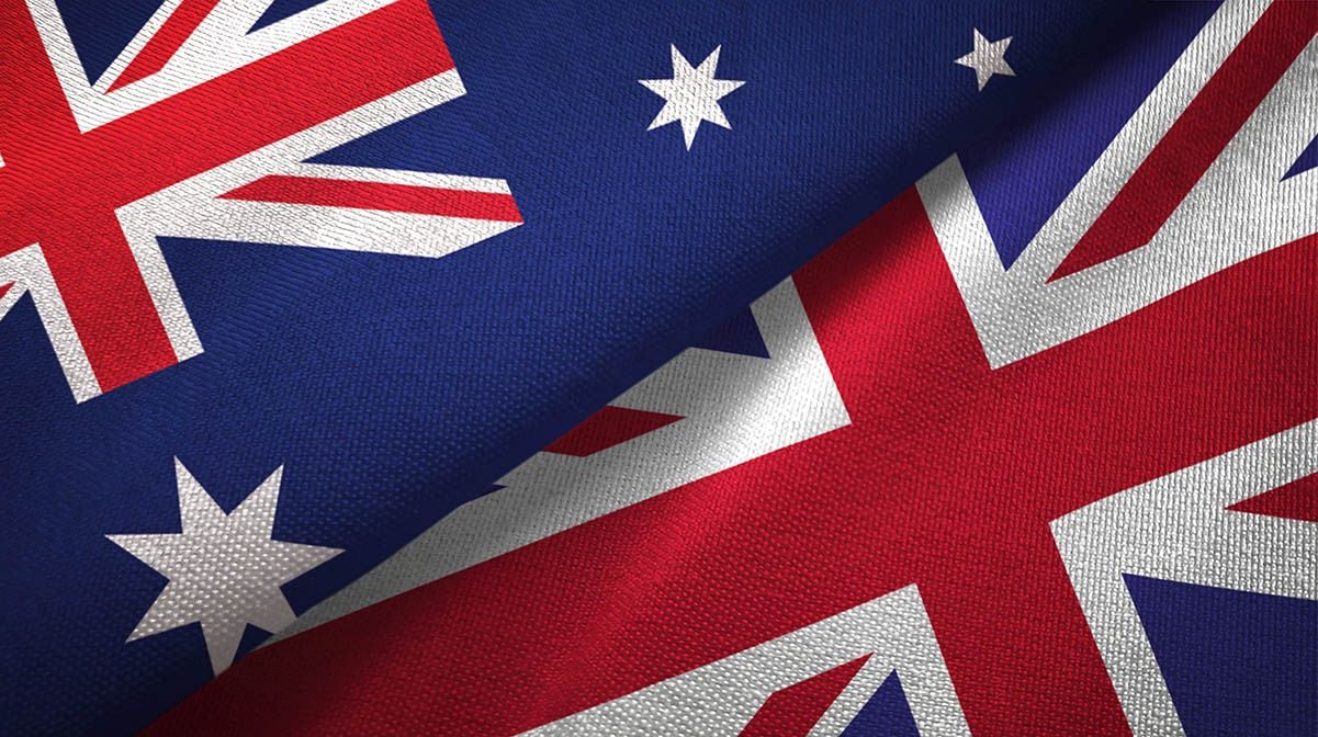 UK and Aussie flags