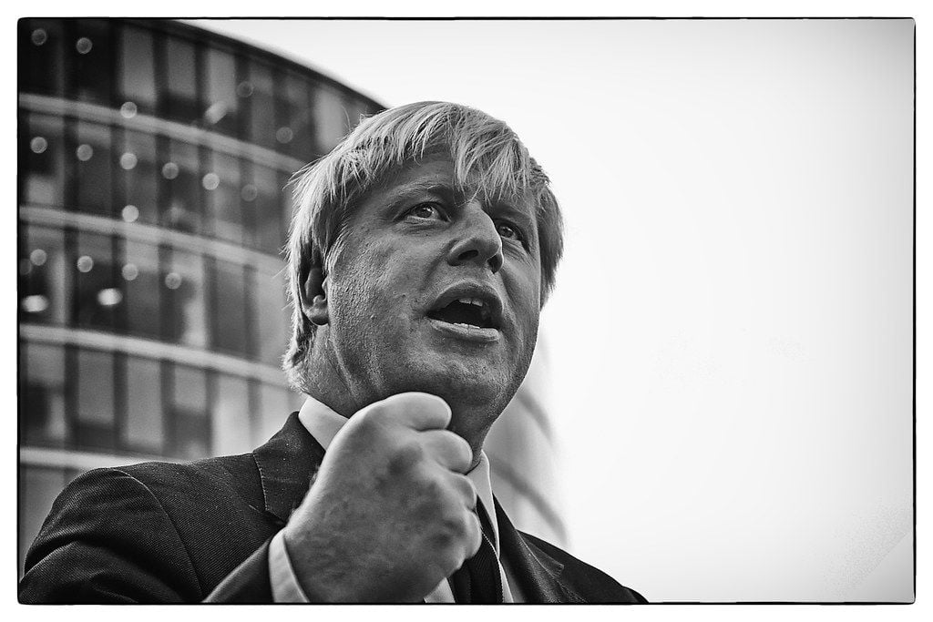 Boris Johnson black and white image