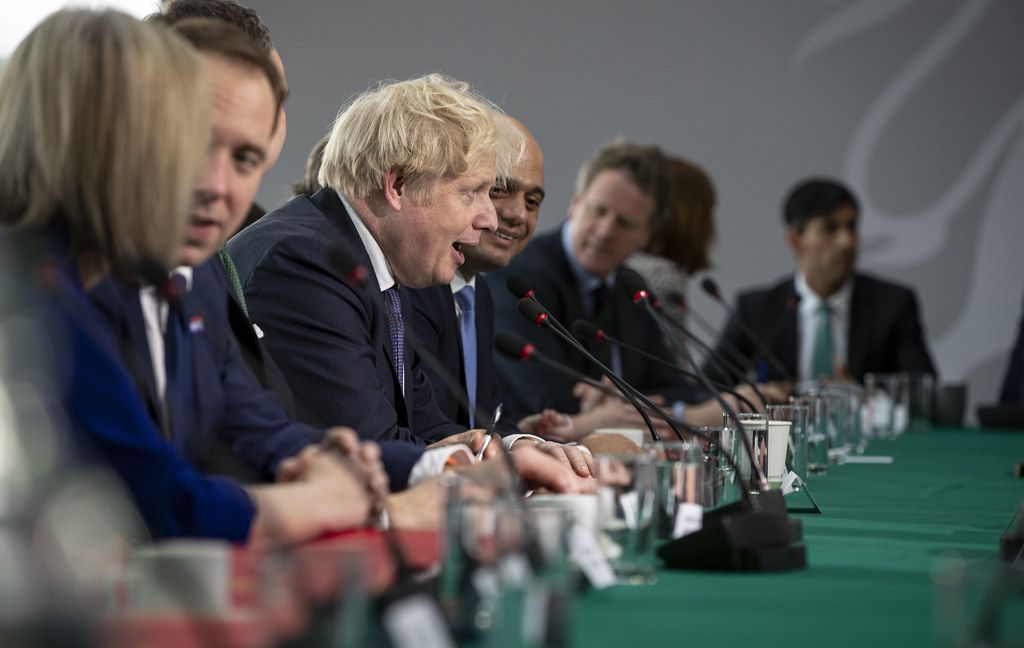 Johnson at cabinet table