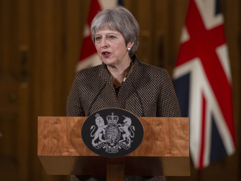 Theresa May addressing media