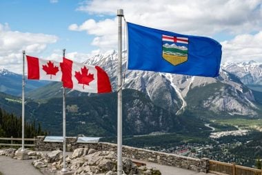 Alberta and Canadian flags