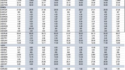 Bank of America Currency Forecast Tables 2015