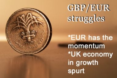 pound to euro exchange rate struggles